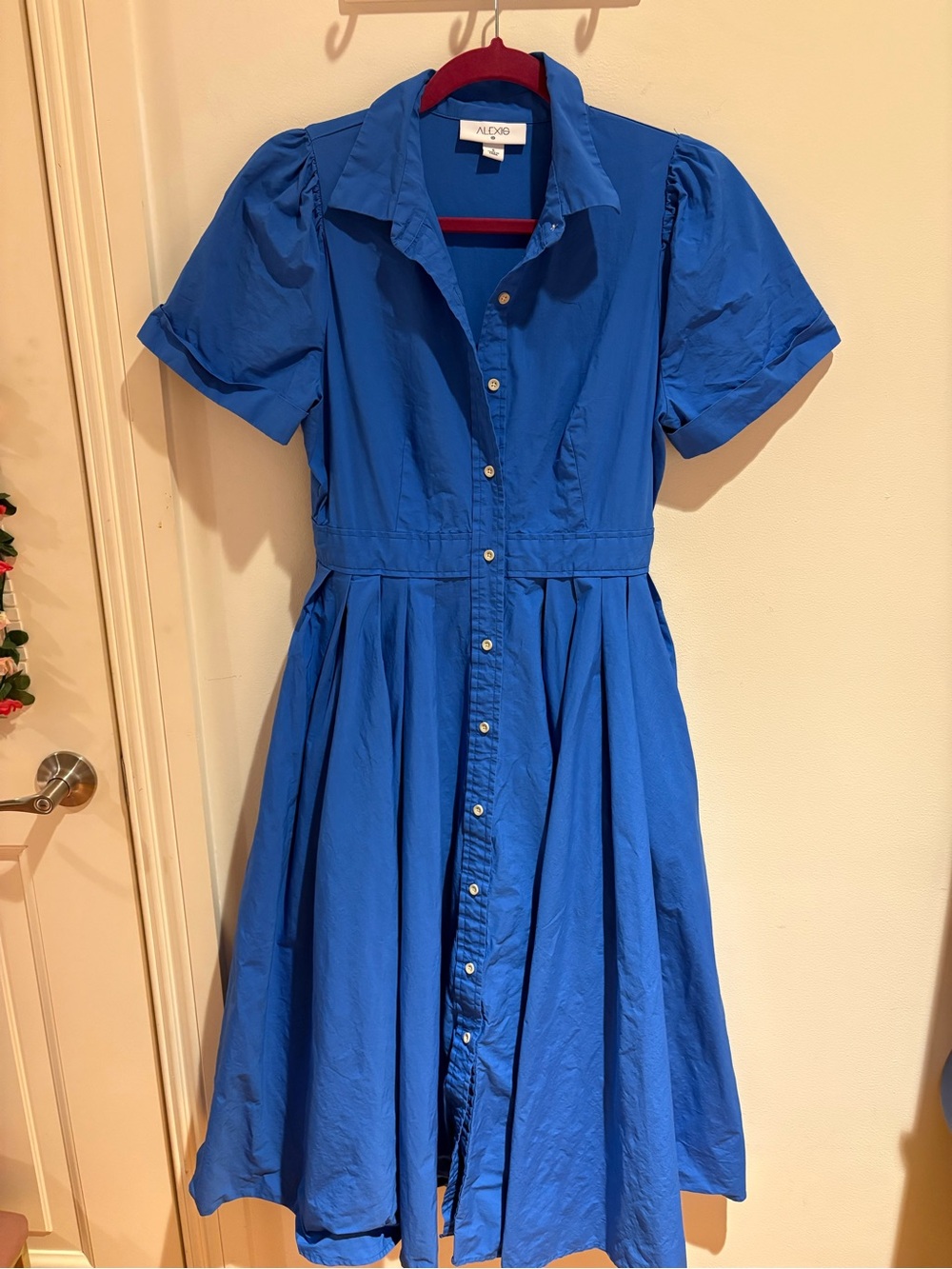 Alexis Cobalt Blue Button-Front Midi Dress